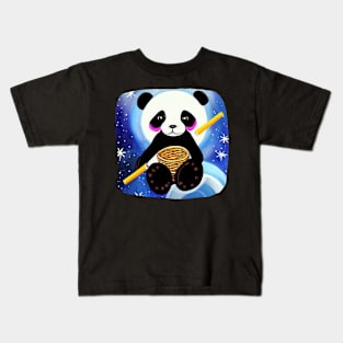 Panda In Space From Future - Adorable Panda - Kawaii Panda Kids T-Shirt